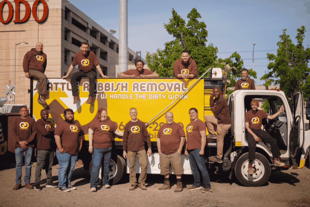 Seattle Rubbish Removal crew during a basement cleanout