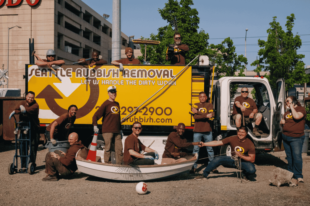Seattle Rubbish Removal crew loading dirt and soil for removal