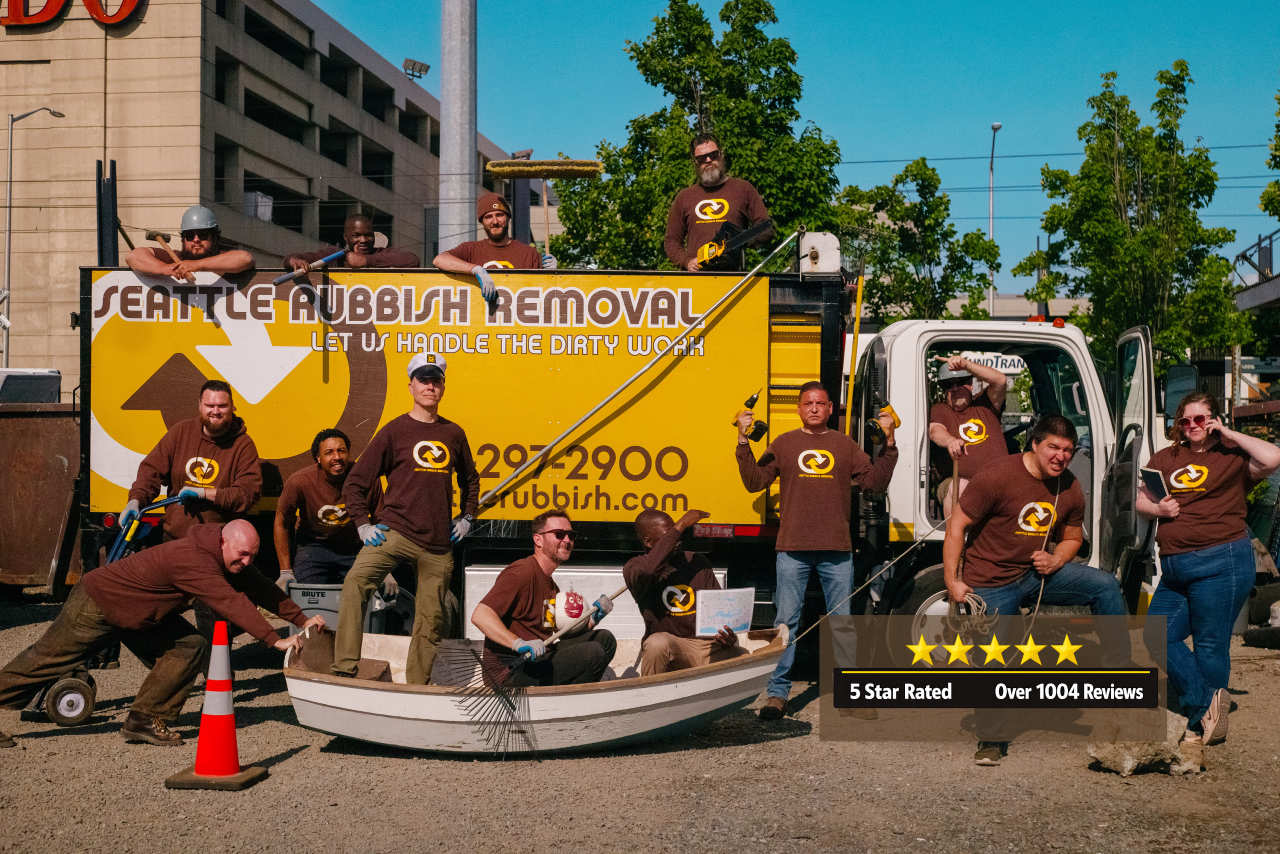 Residential junk removal crew loading a truck in Seattle
