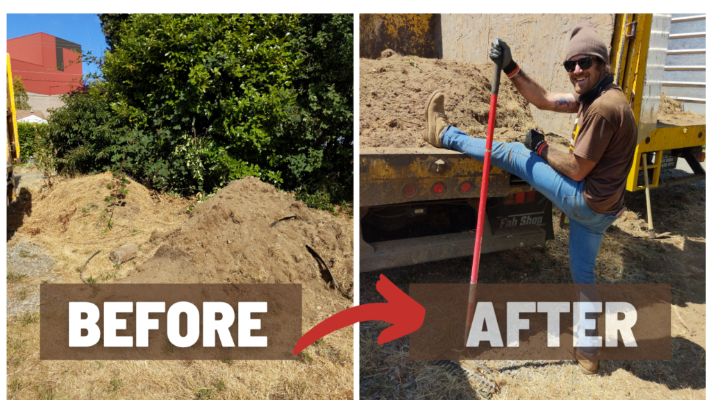 Sod and clippings cleared from a Seattle yard